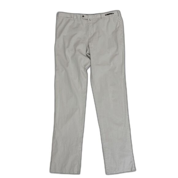 PT01 Gray Cotton Blend Slim Fit Flat Front Chino Pants Sz 56 (US 40 X 36.5) - Picture 2 of 15
